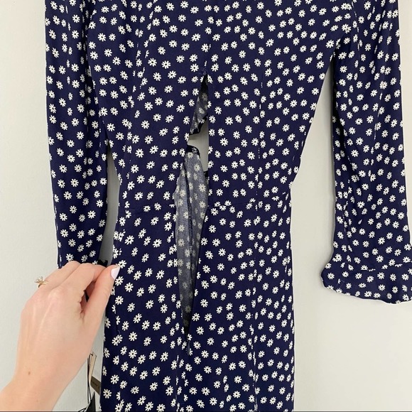 Reformation Navy Polka Dot Midi Dress Sz 0 - Picture 6 of 8